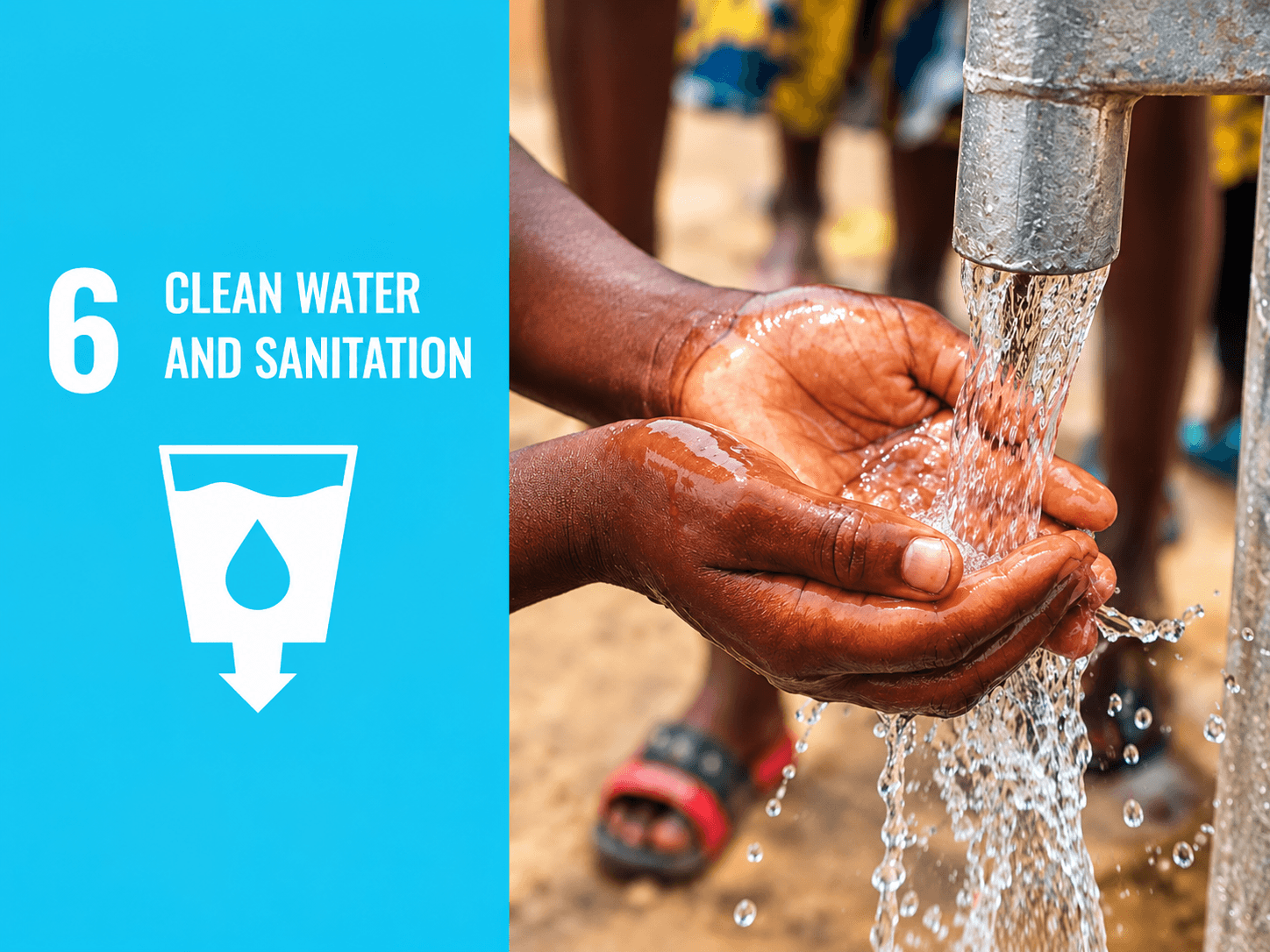 SDG 6 Clean Water and Sanitation visual representing water access and responsible water-resource management.
