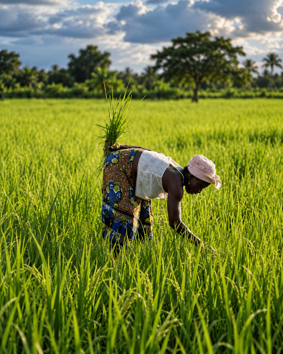 Farmer working in a productive agricultural field representing sustainable agriculture.